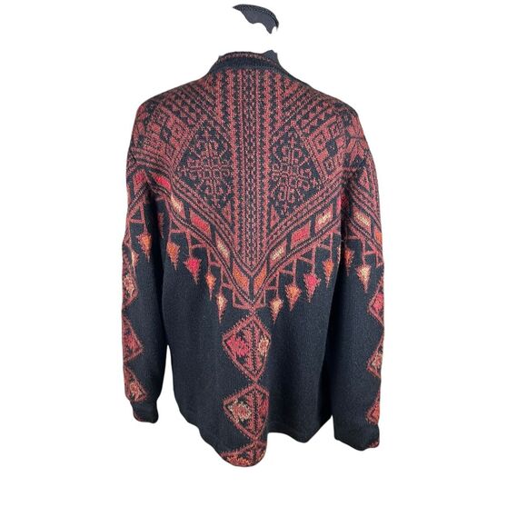 Peruvian Link woman’s XL Alpaca lined zip sweater Aztec southwestern black - Picture 4 of 9